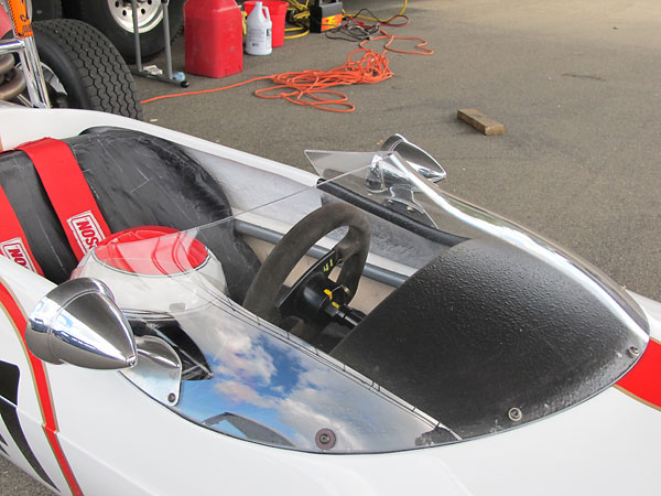 The original Russell-Alexis windscreen extended rearward to beyond the drivers shoulders.