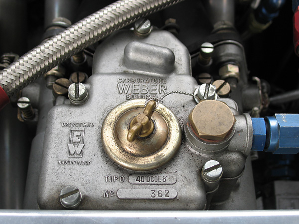 The Weber carbs are mounted on custom-fabricated steel intake manifolds.
