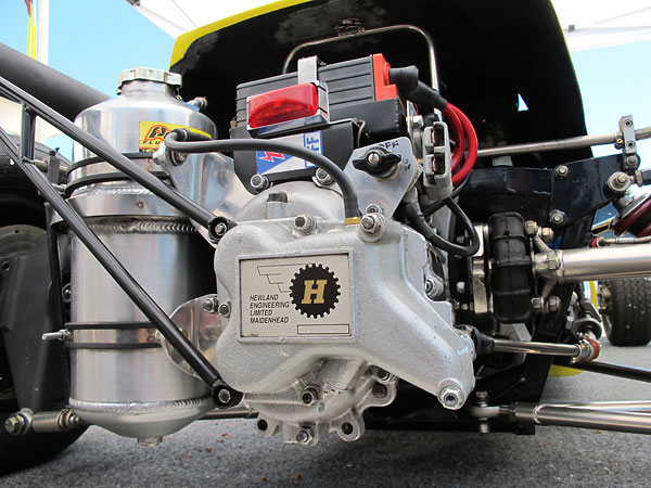 A new Peterson Fluid Systems engine oil reservoir is mounted by the transaxle.