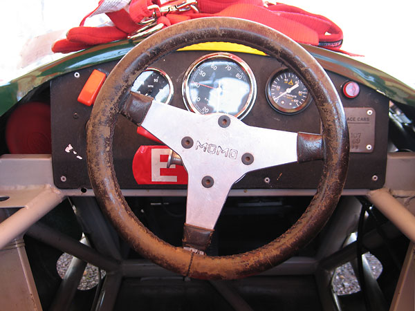 Vintage Momo steering wheel mounted on a quick release hub.