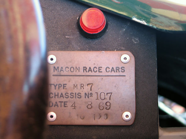 MACON RACE CARS TYPE MR7, CHASSIS NO. 107, DATE 4 8 69, (10 138).