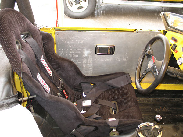 Momo Corse Rookie driver's seat. G-Force five point Camlock safety harness.