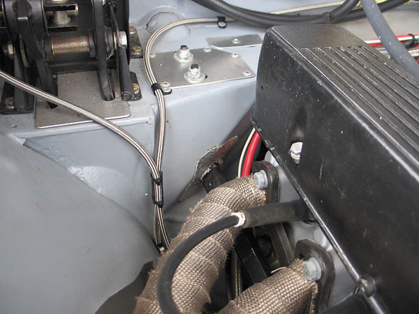 The car has been converted to right hand steering. The steering shaft can be seen here.