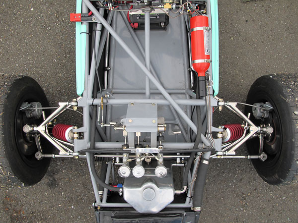 In this view the front suspension appears quite conventional.