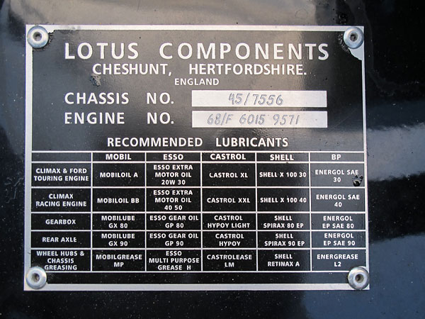 Lotus Elan Chassis 45/7556 / Engine 68/F 6015 9571