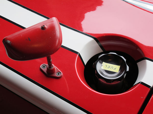 Most Chevron B21 racecars carry fuel tanks on both sides of the cockpit.