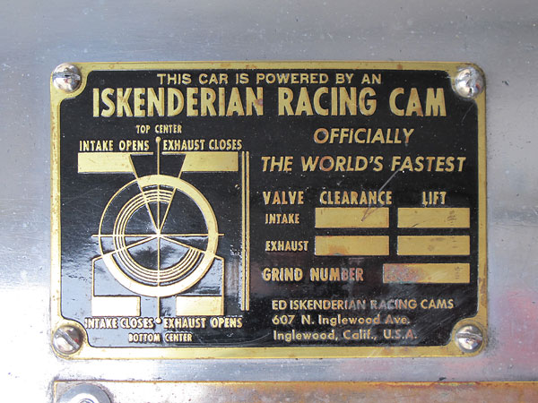 This car is powered by an ISKENDERIAN RACING CAM: officially the world's fastest!