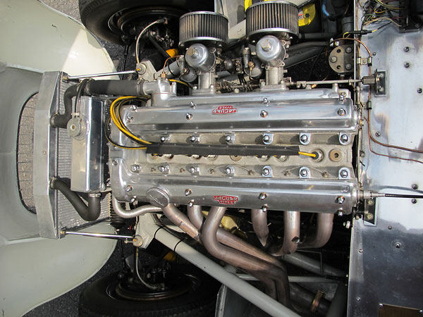 This replacement Jaguar XK-120 engine is installed for vintage racing.