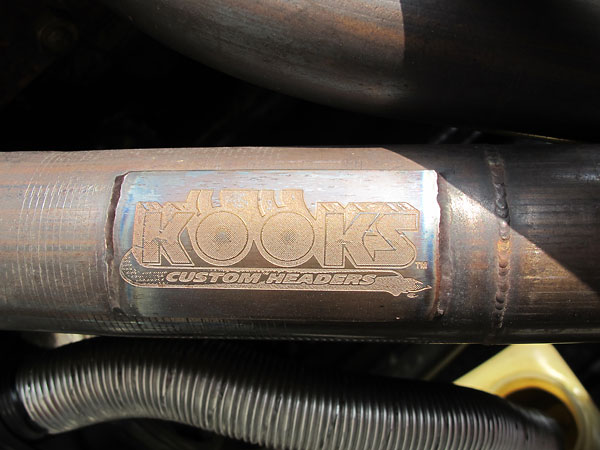 The custom-fabricated stainless steel exhaust was built by Kooks Custom Headers.