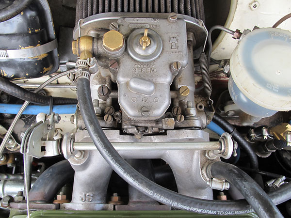 Single Weber 45DCOE carburetor and K&N oiled gauze air filter.
