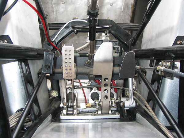 Tilton floor-mount, two-pedal pedal assembly.