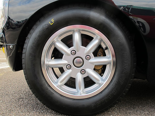 Eight spoke (Minilite replica) 5.5J-14 aluminum wheels.