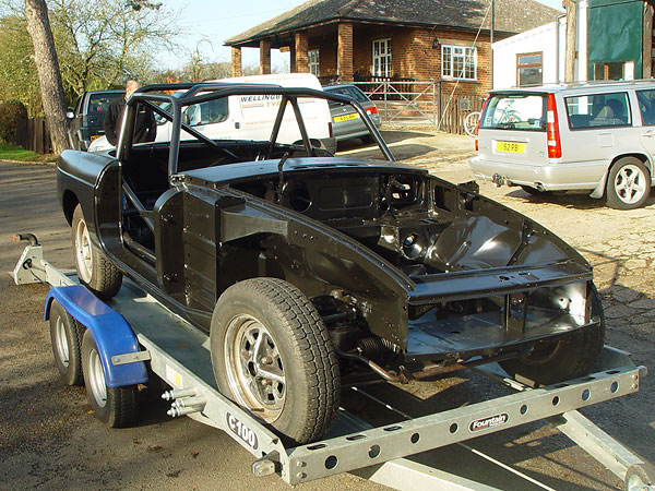 Heritage MGB arrives at Lone Pine Garage.