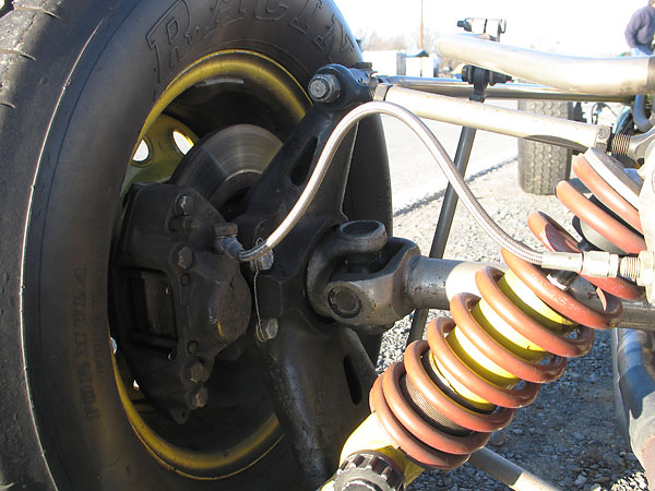 Early Lotus 51 magnesium rear uprights were handed, with a bracket for the brake caliper on the rear.