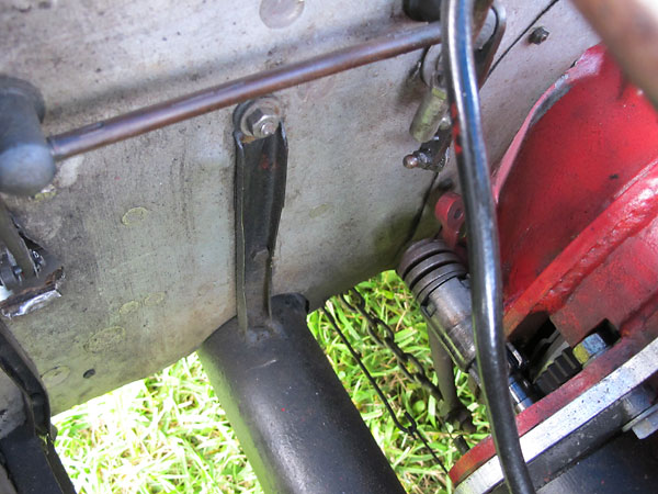 Welded steel adapter ring to mate a later (MGA) engine to an earlier (MG TC) 4-speed gearbox.