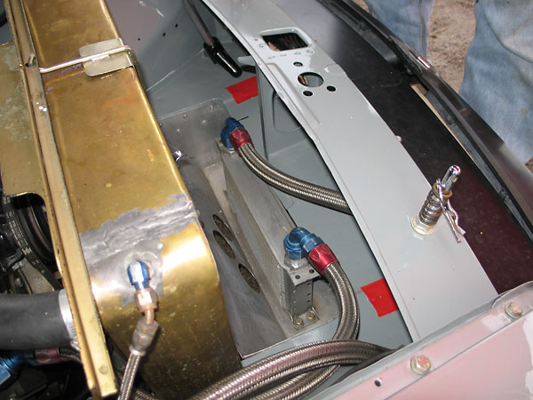 Oil coolers mounted on an aluminum tray.