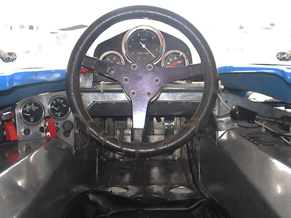 Vintage steering wheel, remounted on a newer quick release steering wheel hub.