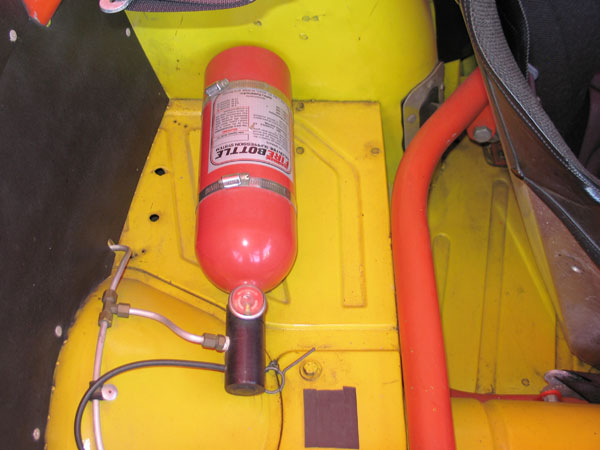 Safety Systems, Inc. FireBottle (5 pound Halon, manual pull-type) fire suppression system.