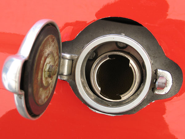 A modern fuel cell liner with a more secure filler cap is hidden underneath.