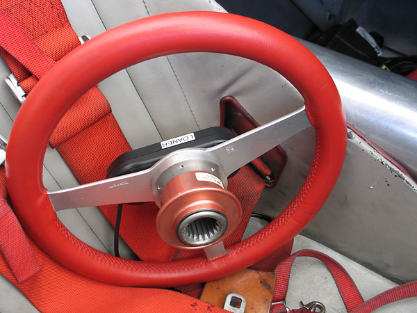 Quick release hub mounted on a Moto-Lita steering wheel.