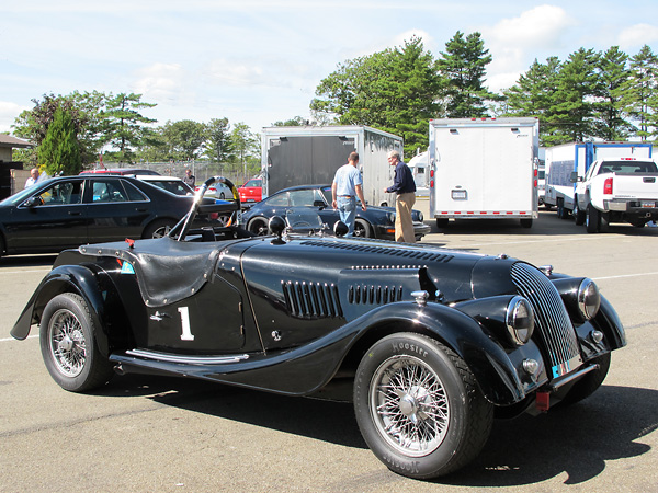 This particular Morgan came with a front bumper, but it's been removed for racing.