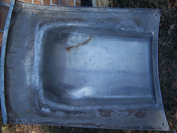 Bottom of aluminum hood, showing the cowl induction hood scoop.