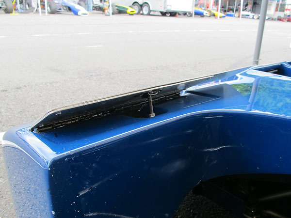 Adjustable aerodynamic flaps on the Tyrrell sports car style nose cone.