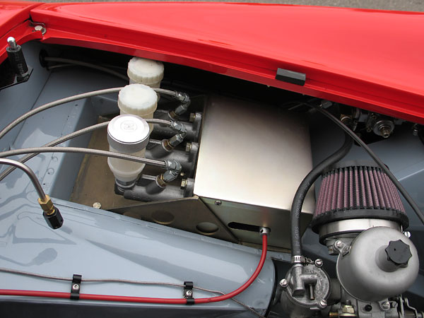 Girling dual brake master cylinders with Tilton remotely adjustable bias bar mechanism.