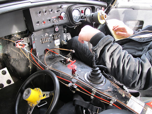 Toggle switches from left to right: spot lights, roof i.d. light, and wipers.