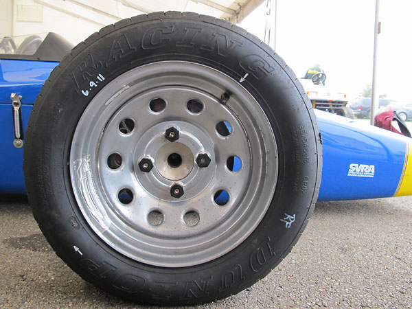 Diamond Racing Wheels 13x5.5 steel disc wheels. (Rolled-rim version.)