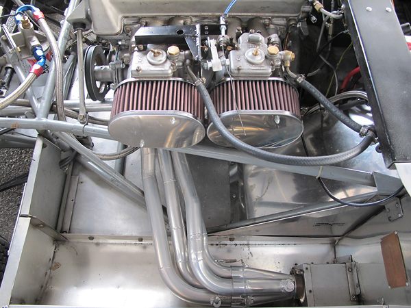 Dual Weber 40DCOE carburetors with K&N oiled gauze air filters.