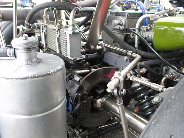 The mechanical tachometer is driven from the back end of the righthand camshaft.
