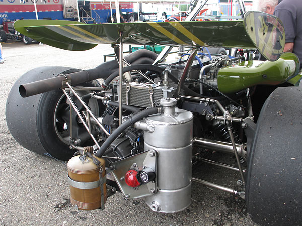 Oil cooler, and the reservoir for the dry sump lubrication system.