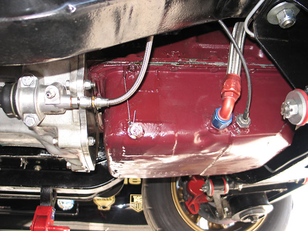 Custom deep sump, internally baffled MGB oil pan by Prather Racing.