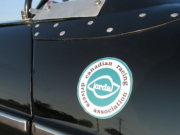 CRDA: Canadian Racing Drivers Association sticker.
