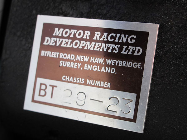 MOTOR RACING DEVELOPMENTS LTD, Chassis Number BT 29-23