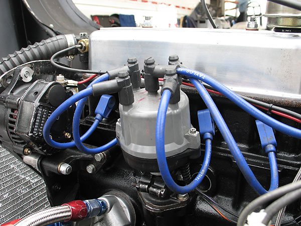 Lucas distributor, updated with breakerless ignition module.