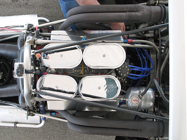 Inglese intake manifold for four Weber IDA48 downdraught carburetors.