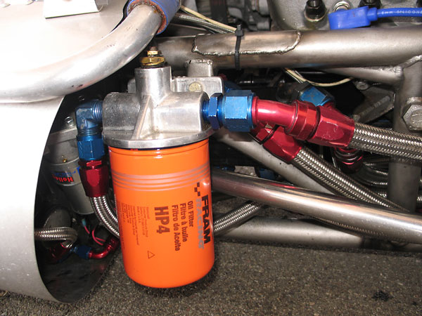 Fram HP4 oil filter on remote mount.