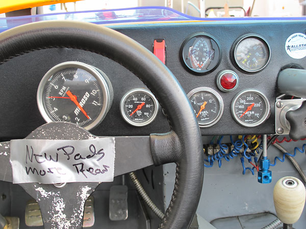 Moroso tachometer, AutoMeter Sport-Comp oil pressure gauge, Westech dual pyrometer...