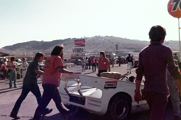 Distinctive rear wing placement, much further back than other McLaren M8Fs.