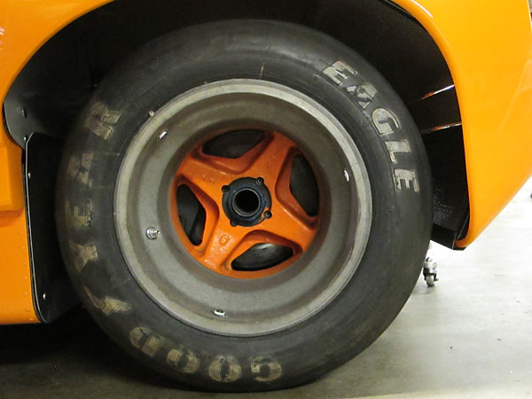 McLaren magnesium 15x17 rear wheels, fitted with Goodyear tires.