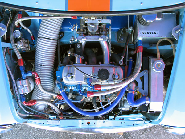 BMC A-Series 1275cc engine, built by Seven Enterprises. (~13.5:1 compression ratio.)